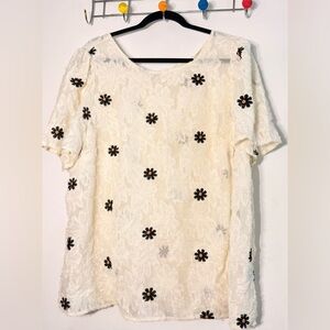 SHEIN Curve Cream Floral Lace Top 3XL